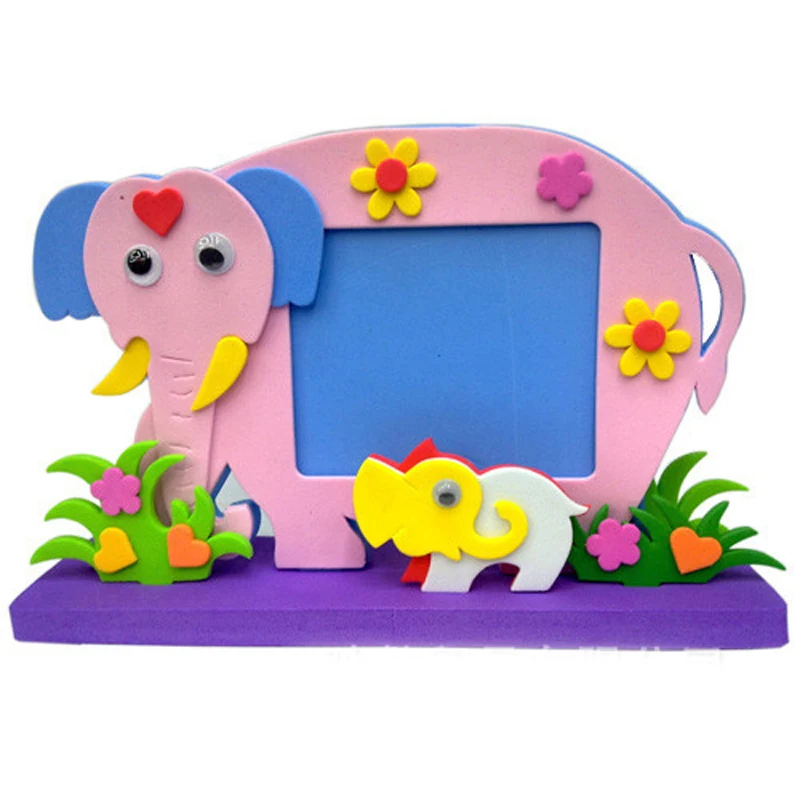 

1Set Cartoon Animals Elephant Self Adhesive Children Kids DIY EVA Family Photo Frame 3d Assembling Puzzles Educational Toys Gift