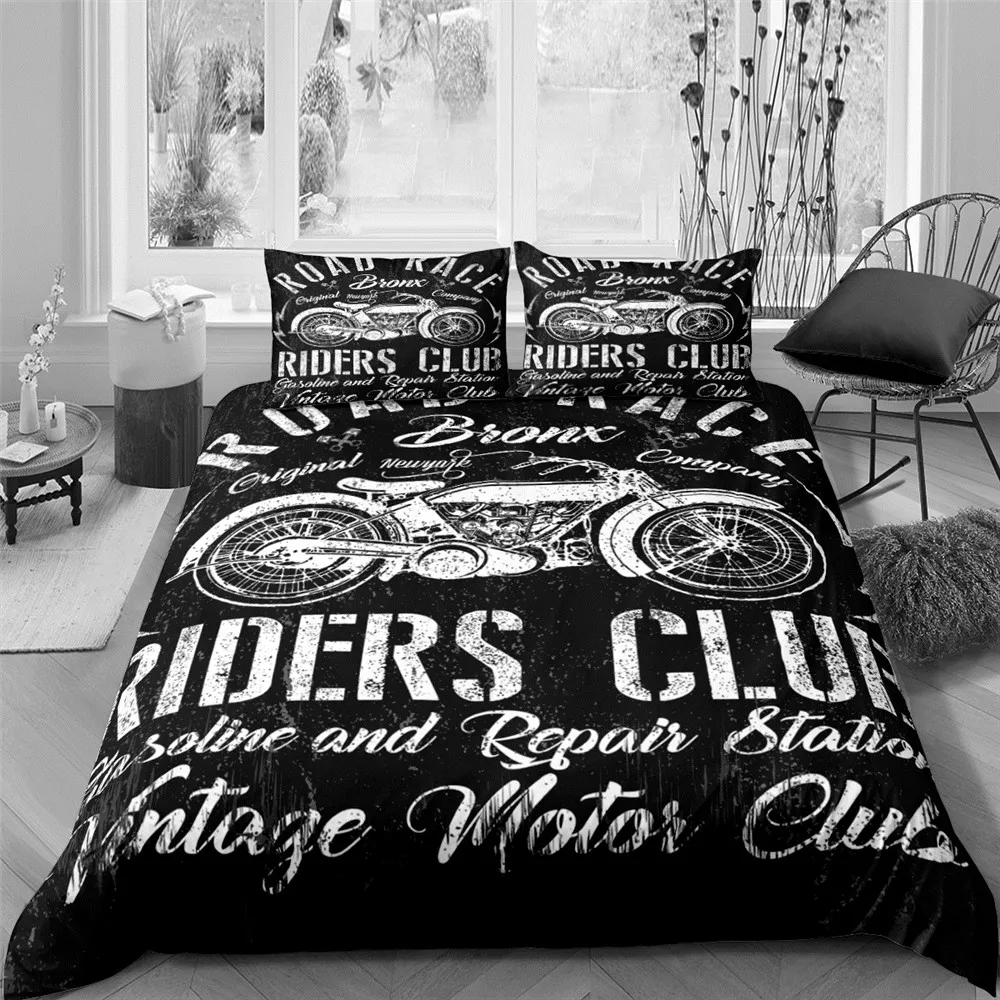 

3D Motorcycle Race Bedding Set Boys Duvet Cover With Pillwcase Microfiber 2/3pcs Luxury Home Textiles King Queen Size