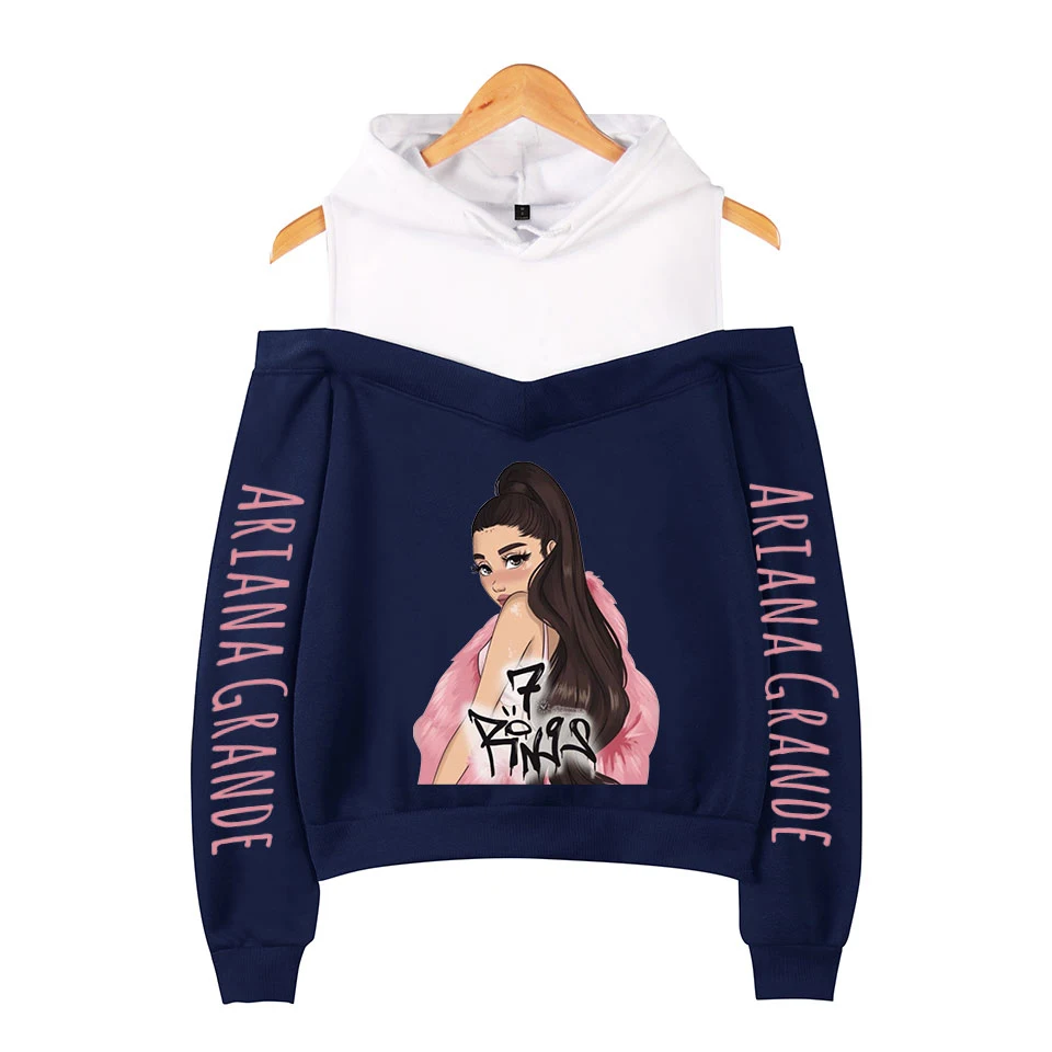 New Fashion Ariana Grande Off shoulder Hoodies Women Pertty Casual Sexy Sweatshirt Print Ariana Grande Off Shoulder Sweatshirts