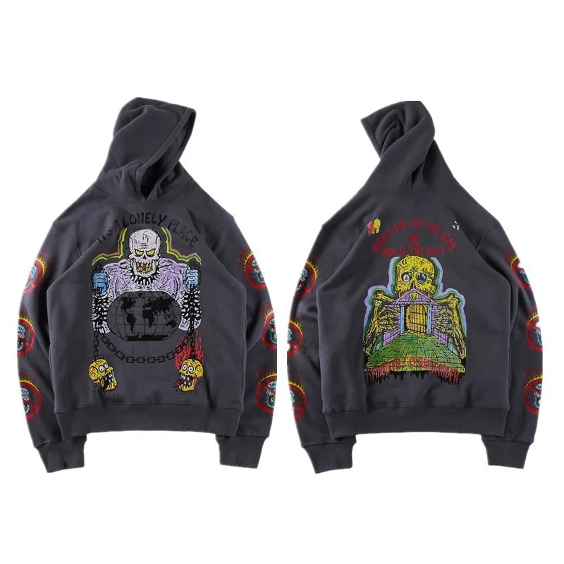 

Мужская толстовка с капюшоном и принтом черепа Канье Уэста