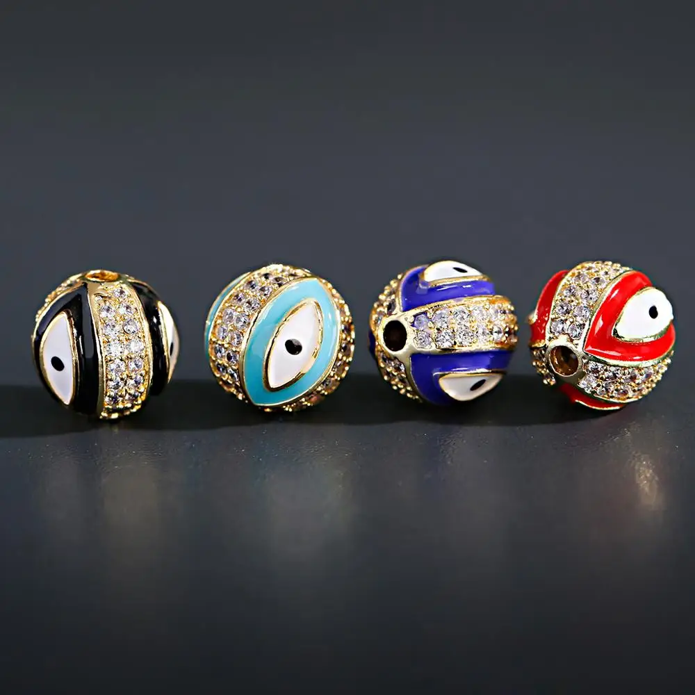 

Evil Eye Cz Round Beads For Bracelets Material Making Charms For Jewelry Diy Pendant Sewing Accessories Handmade