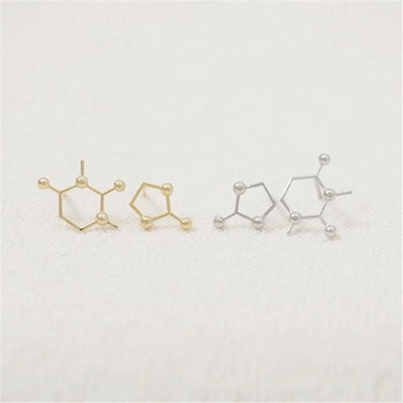 Fashion Molecular Geometry Stud Earrings Zinc Alloy Structure Of | Украшения и аксессуары