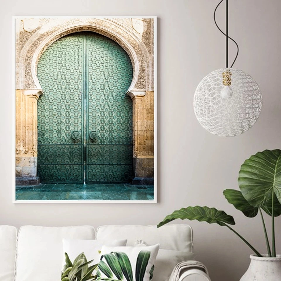 

Islamic Architecture Morocco Door Vintage Poster Canvas Prints Modern Religion Muslim Wall Art Living Room Home Decoration Gift
