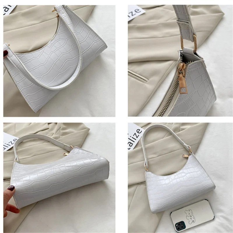 

Summer Shoulder Bags Small Solid Top Handle Female Zipper Pu White Marca Mujer Lujo Handbags for Women 2021