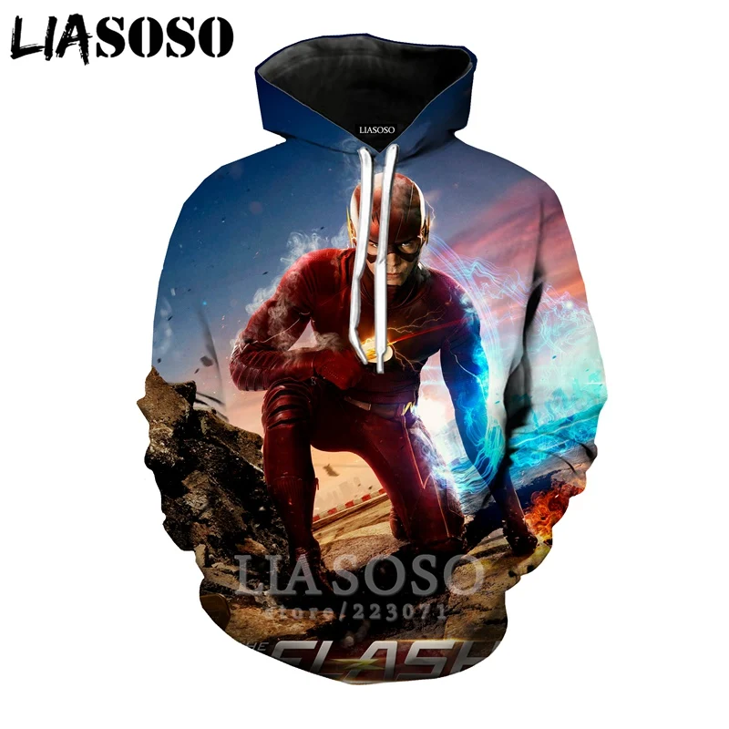 LIASOSO Новая Мужская и Женская толстовка с 3D принтом фильма флэш Барри Аллен