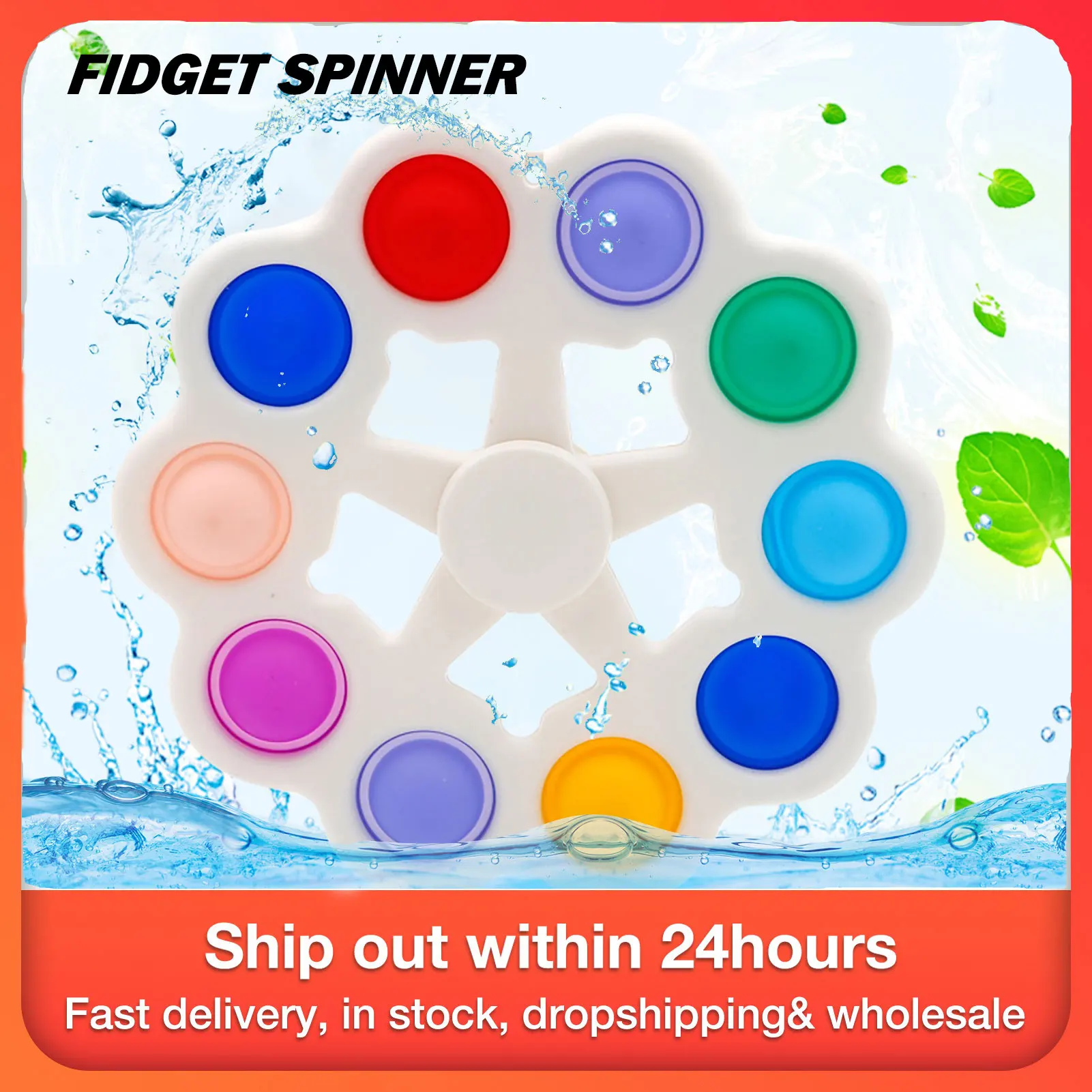

1pc Fidget Spinner Simple Dimple Novelty 8 Sided Finger Spinner Toy Fidget Flip Sensory Office Desk Toy Push Bubble Antistress