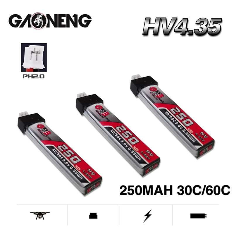 

1-10 шт. GNB 1S 3,8 в 250 мАч 30C/60C 4,35 в HV Lipo аккумулятор для QX65 Blade Nano QX CPX MSR Индуктивный FPV Tiny7 Beta65S Дрон