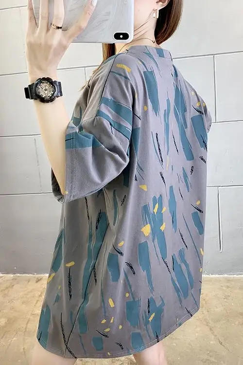 

houthion Summer Letters Printed Women's T-shirt Casual Short Sleeve o- Neck Top Cotton The New Comfortable Loose Fashion Tees