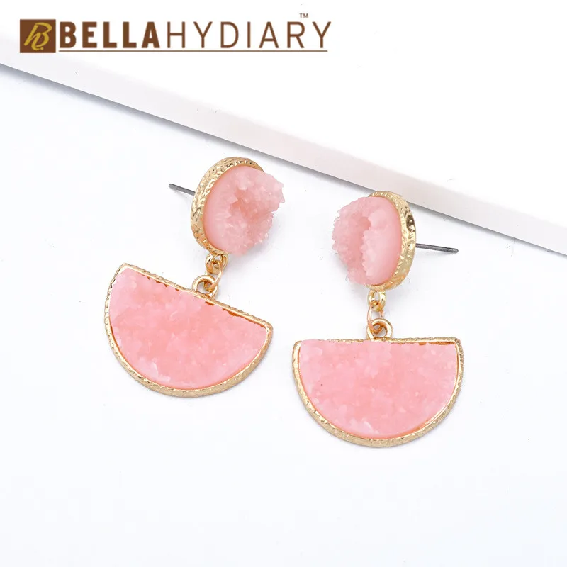 17 Bijoux необычные серьги из смолы Druzy, большие геометрические Висячие серьги для женщин, ювелирное изделие, массивные серьги Mujer Moda Ohrringe - Окраска металла: 17