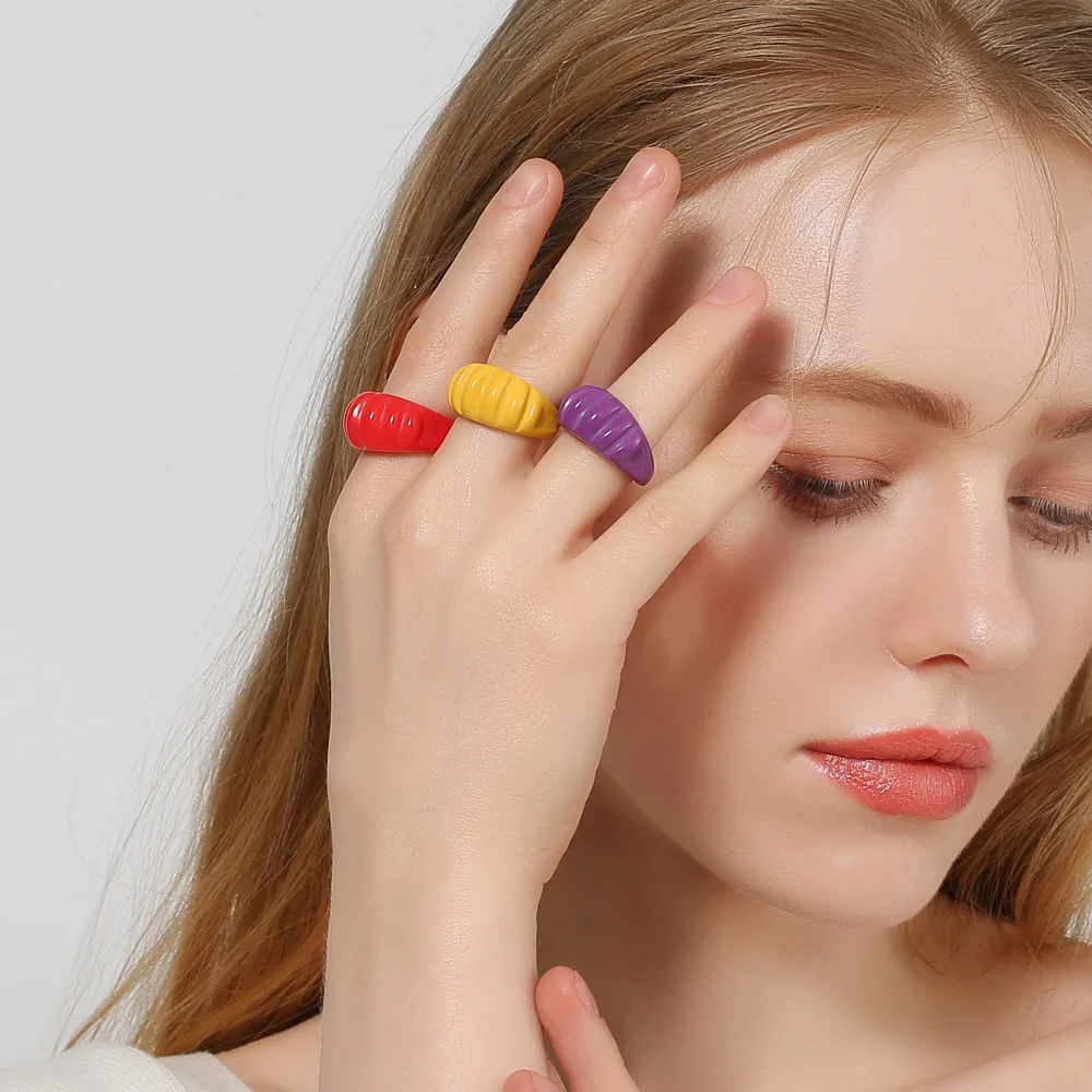 

Fashion Irregularity Rings Candy Color Simple Women Men Jewelry Gifts