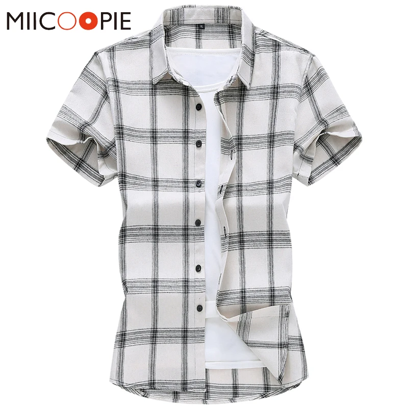 

2020 Spring Summer Men Plaid Shirt Casual Long Sleeve Brand Camisa Social Masculina Soft Comfort Mens Work Shirts Plus Size 7XL
