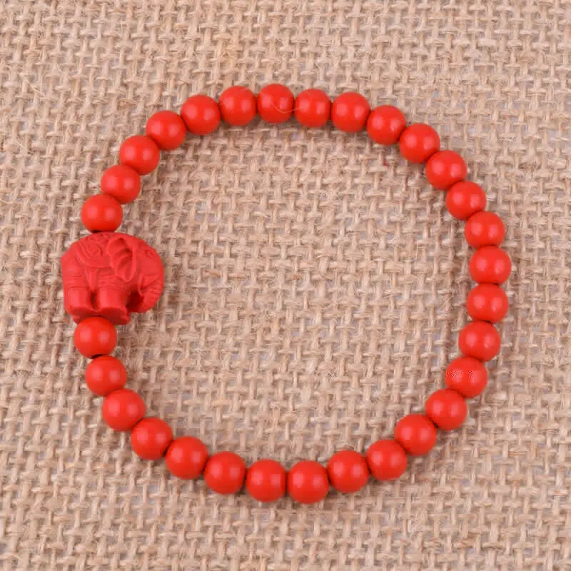 Китайские бусины cinnabar 6 мм браслет со слоном регулируемый очаровательные