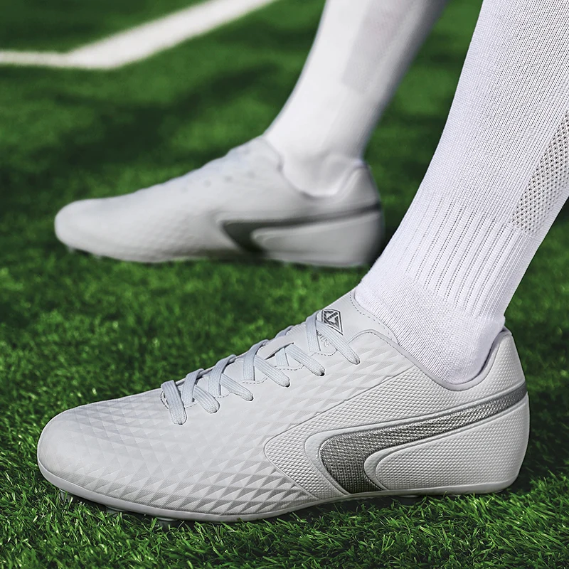 

New Arrival Men Soccer Cleats Long Spikes Football Shoes for Man Leather Sport Shoes Mens Blue Orange Men Soccer Shoes