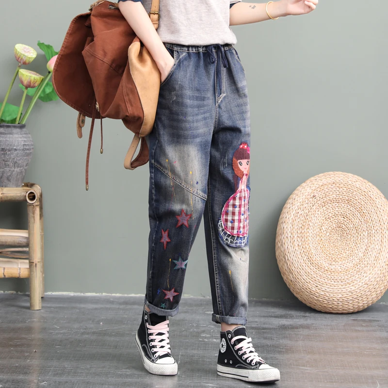 2020 новые осенние клетчатые джинсы для девочек женские свободные штаны капри с