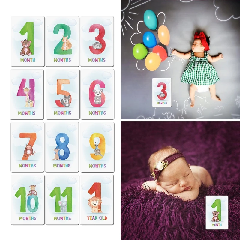 

12 Sheet Milestone Baby Photograp Sharing Card Gift Set Baby Age Cards