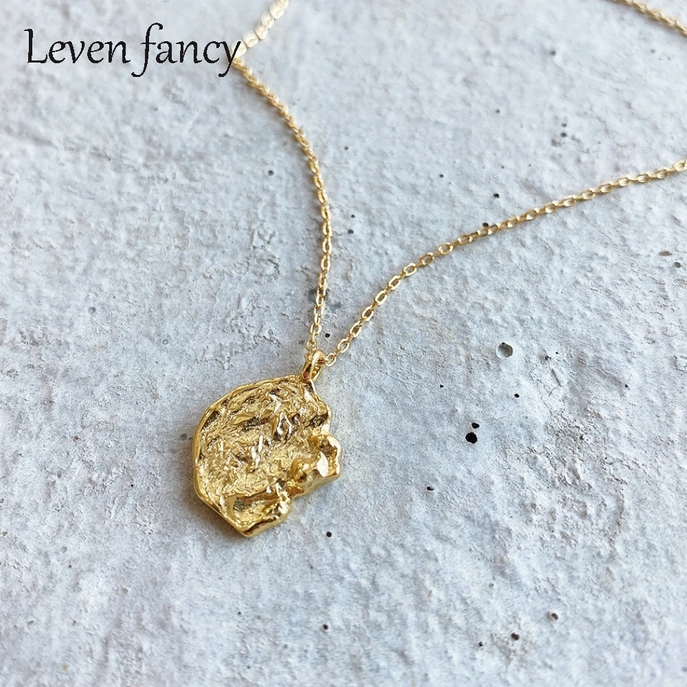 

Irregular Gold 925 Sterling Silver Fragmentary Coin Uneven Lunar Surface Necklaces for Girls and Women Fashion Jewelry Gifts