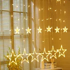 Светодиодная гирсветильник s в виде пентаграммы, гирлянсветильник-занавеска со звездами, Сказочная гирлянда для свадьбы, дня рождения, Рождества, Декоративная гирлянда для помещений