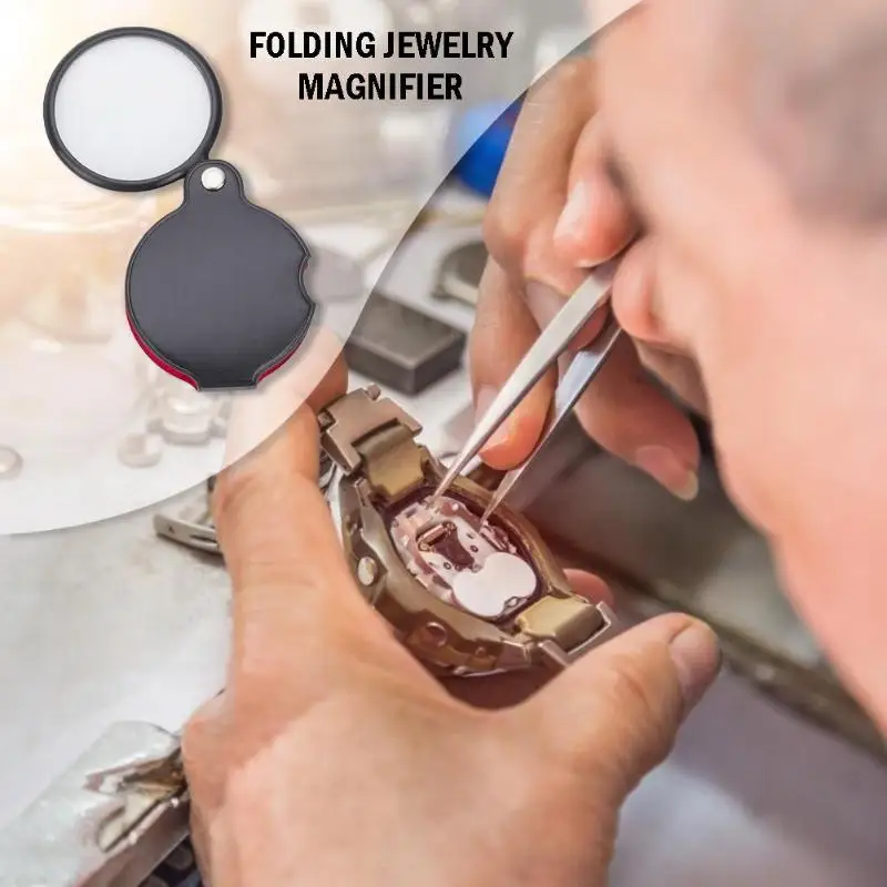 Mini Pocket 8X HD Magnifier with PVC Leather Bags Folding Jewelry Magnifying Tools Eye Glass Loupe Lens | Инструменты