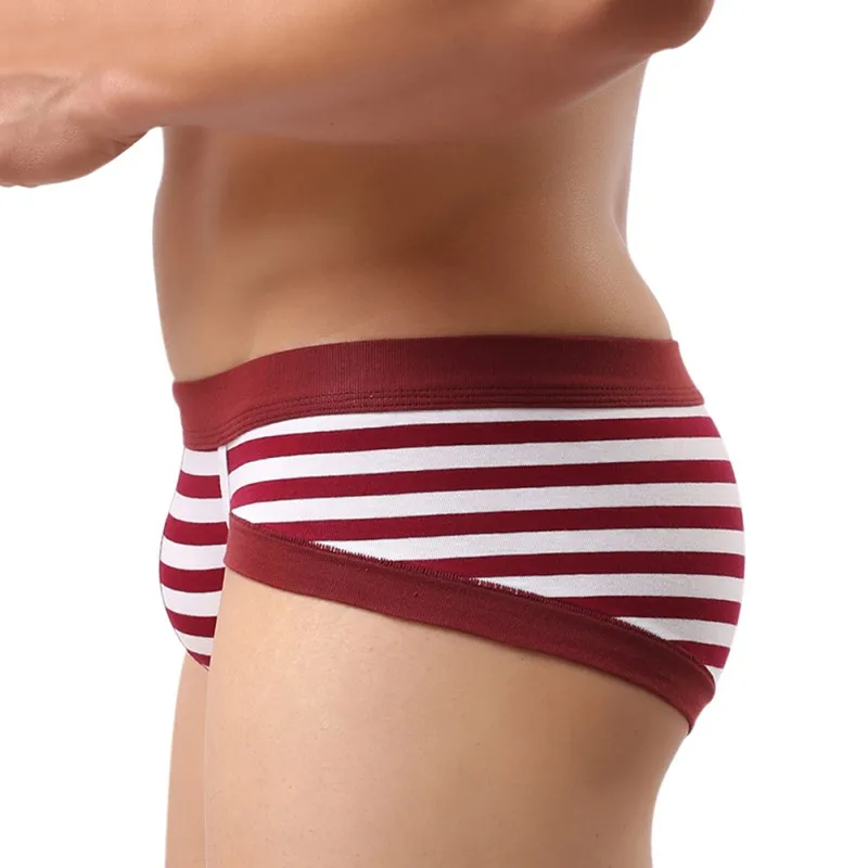 Мужское нижнее белье из хлопка Для мужчин плавки пикантное в полоску мужские