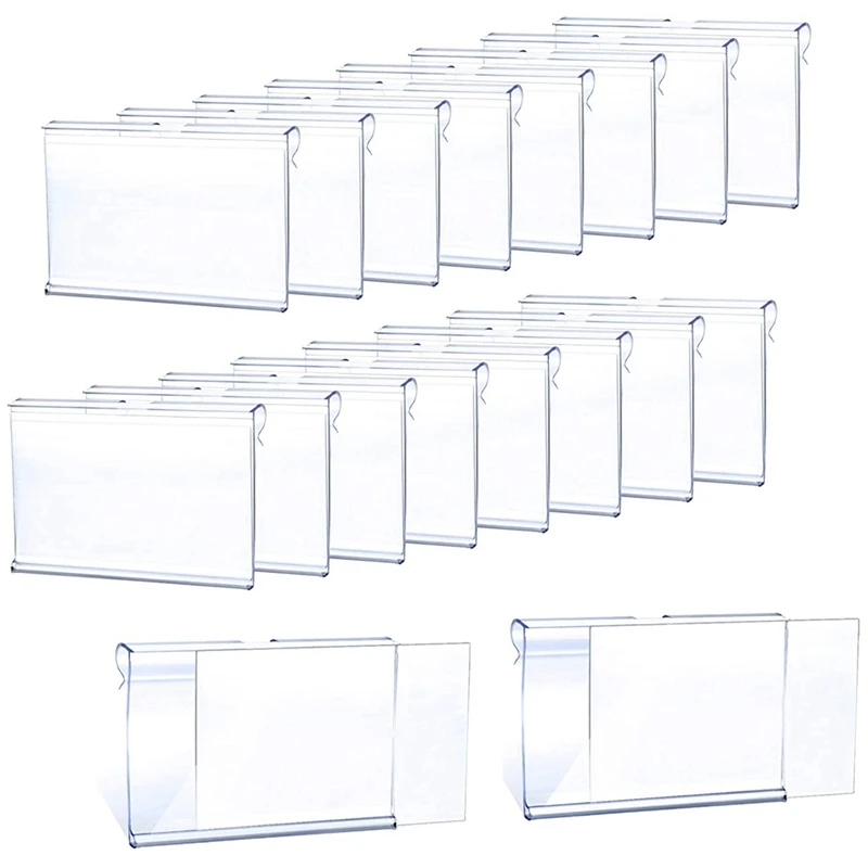 

50Pcs Clear Plastic Label Holder Price Tag, Shelf Label Clip Removable Label Holder for Storage Bins Basket Labels