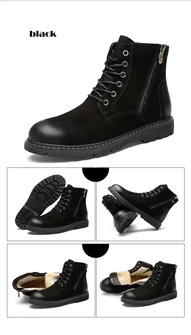 Мужские ботинки из натуральной кожи; Уличная обувь; сезон осень-зима; мужские теплые плюшевые ботильоны на меху; zapatos hombre
