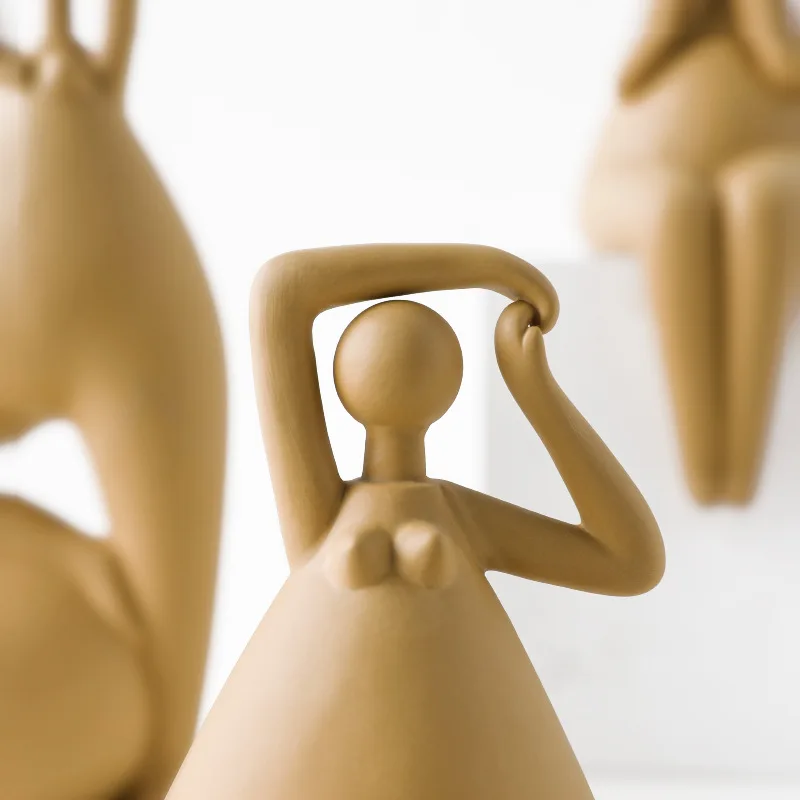 

Ceramic Art Character Sculpture Decoration Modern Home Decoration Crafts Nordic Abstract Art Yoga Girl Statue Desktop Decoration