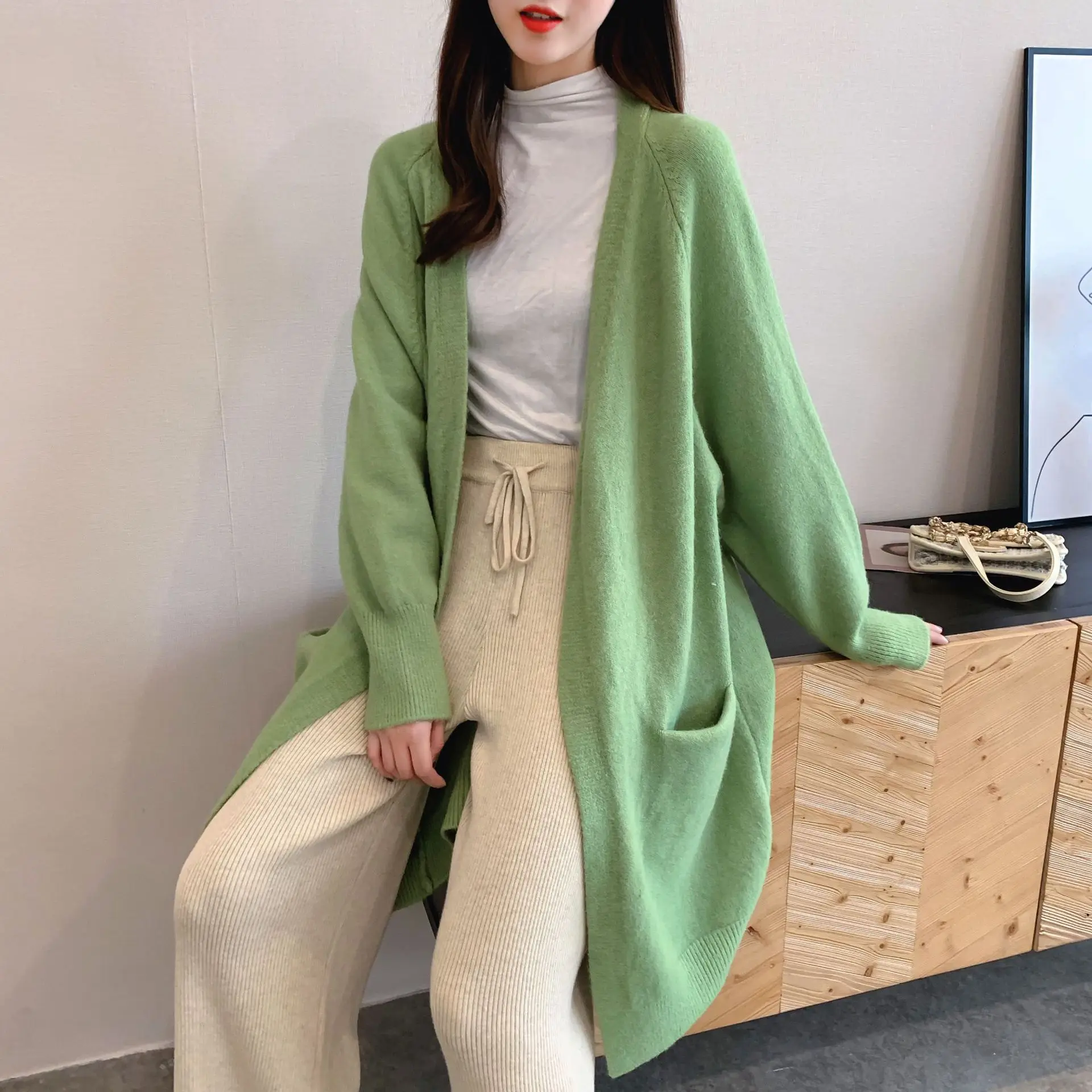 

Knitted Cardigan Mid-length Leisure Vacation 2020 Autumn Women's Knitted Jacket New Loose Sweater Jacket Women