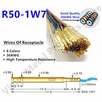 Socket R50-1W7 Length 17.5mm Spring Test Probe Receptacle Bare PCB Pogo Pin Pre-wired wire 30AWG High temperature resistant wire