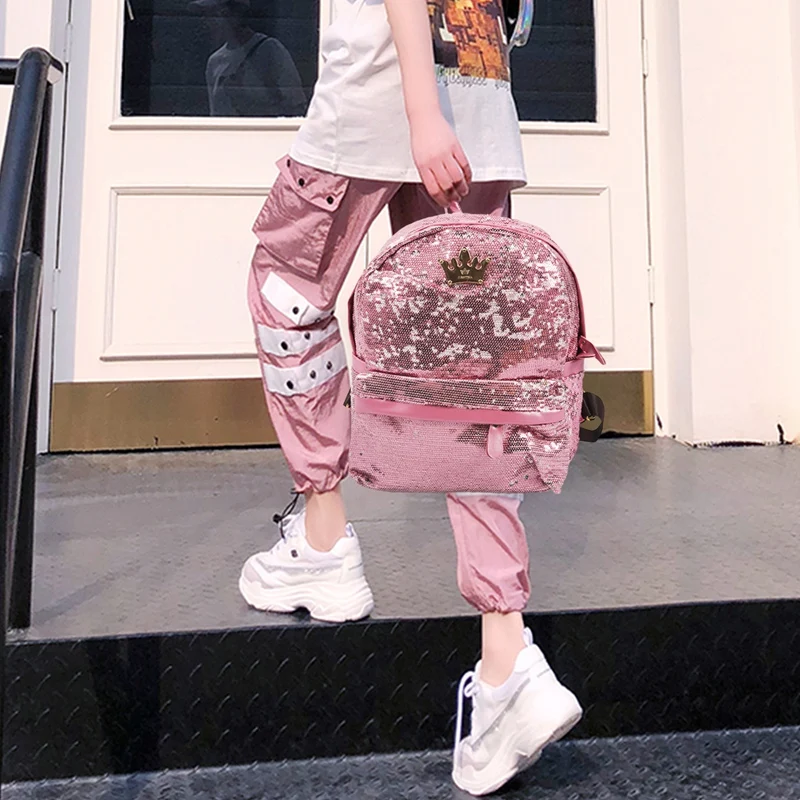 Женские холщовые рюкзаки с короной школьный дорожный ранец для девушек и женщин