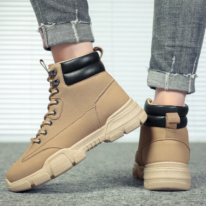 Модные походные кроссовки рабочие ботинки мужские кожаные черные коричневые