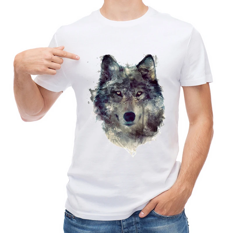 

TEEHUB Fashion Summer Men T Shirt Hipster Vintage Wolf Printed T-shirt Short Sleeve O-Neck Tops Cool Tees