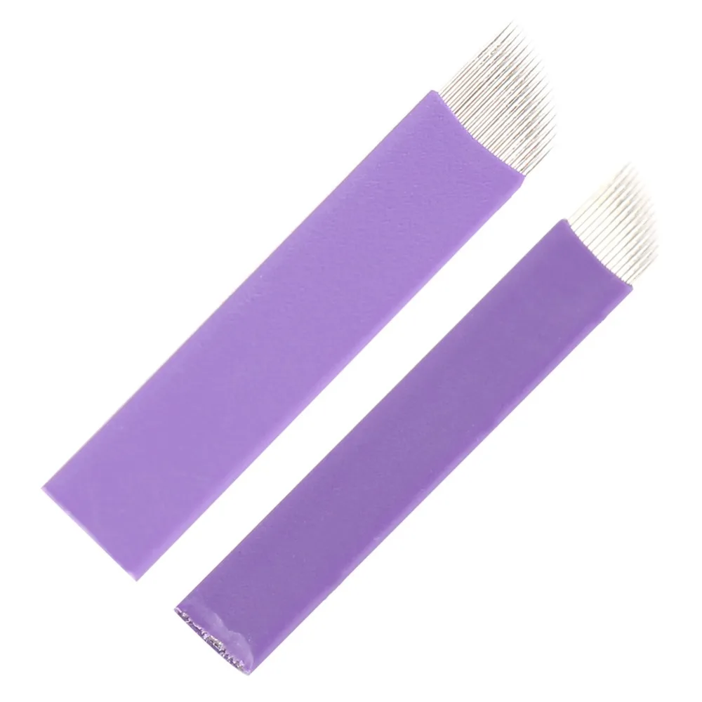 

14pin 18pins Purple Eyebrow Tattoo Machine Disposable Needles Pins Semi Permanent Eyebrows Makeup Tattoo Machine Blades Supplies