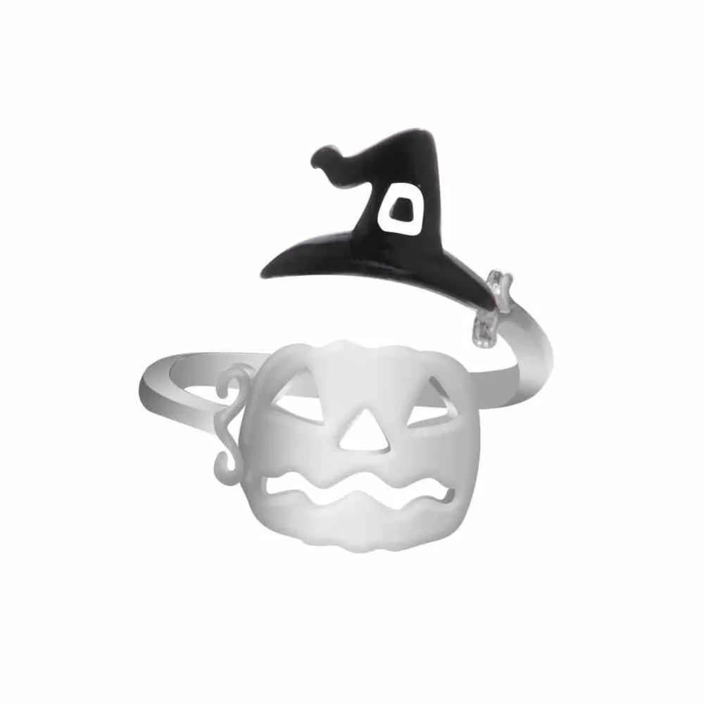 2PCS Cute Halloween Decoracion rings Jewelry Women Rings Witch Hats Broom Mop Pumpkin Lamp Alloy Finger Hollow Out Ring | Украшения и