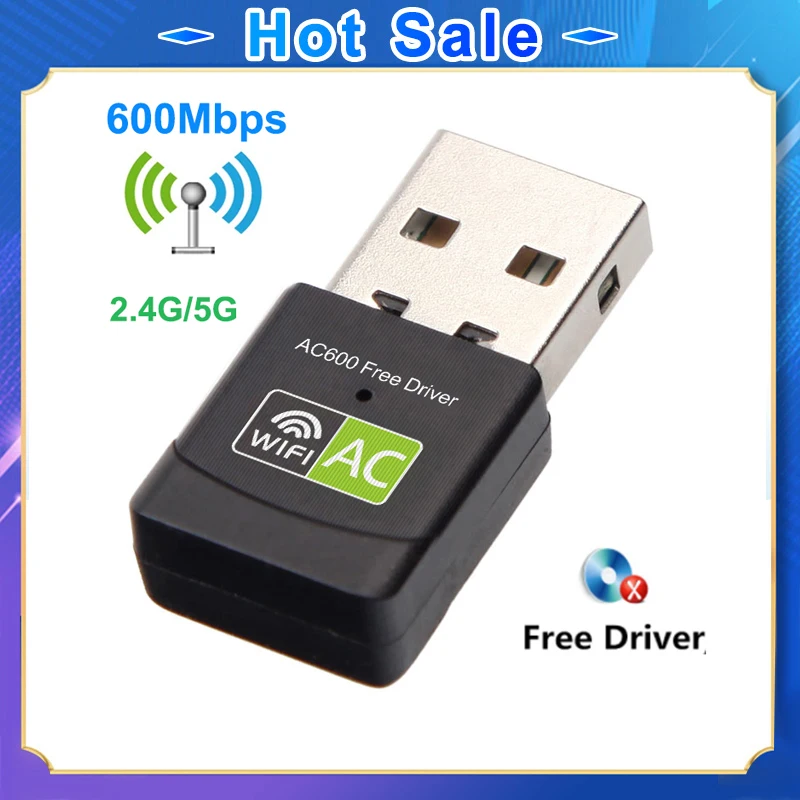 Wi Fi адаптер с поддержкой 600 Мбит/с 2 4 ГГц и 5 USB 8/10 802.11n/g/a/ac|Сетевые карты| |