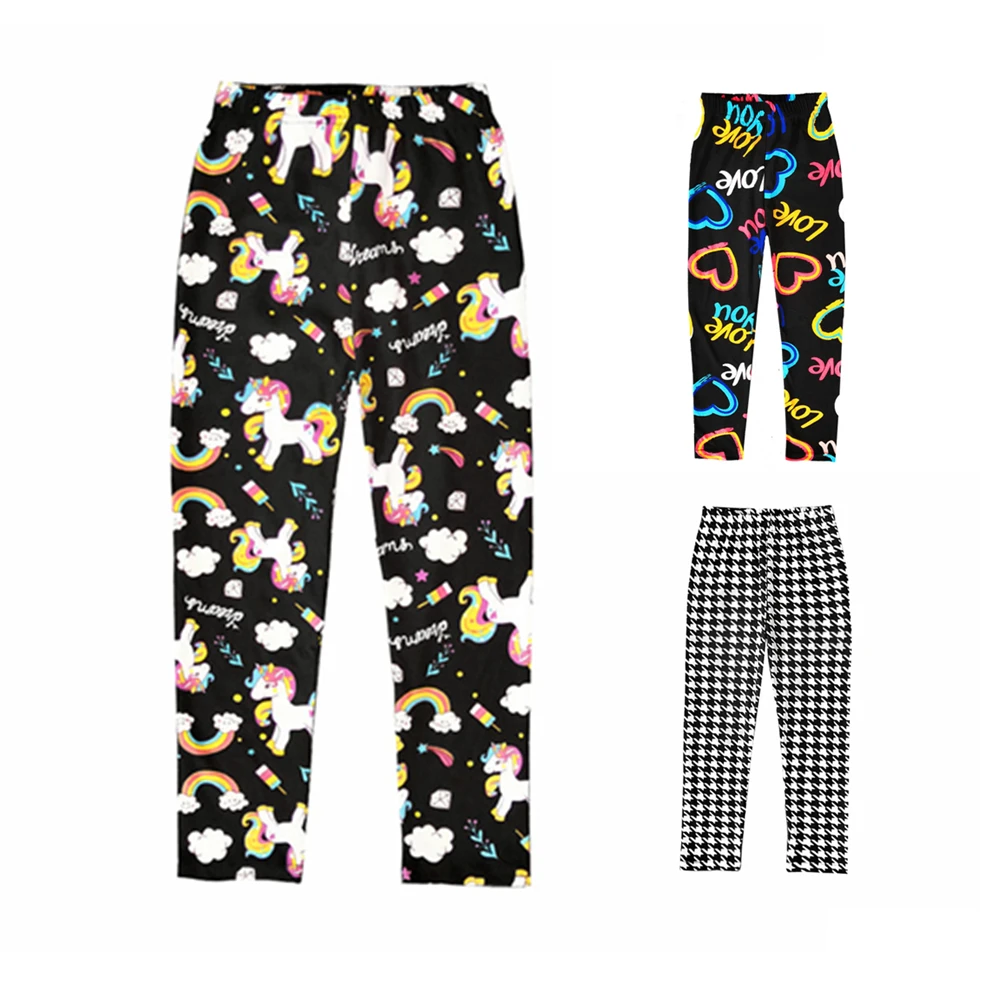 Leggings con estampado de unicornio para ni&ntilde;os, pantalones de algod&oacute;n con estampado Floral, 10 a&ntilde;os, Primavera-0
