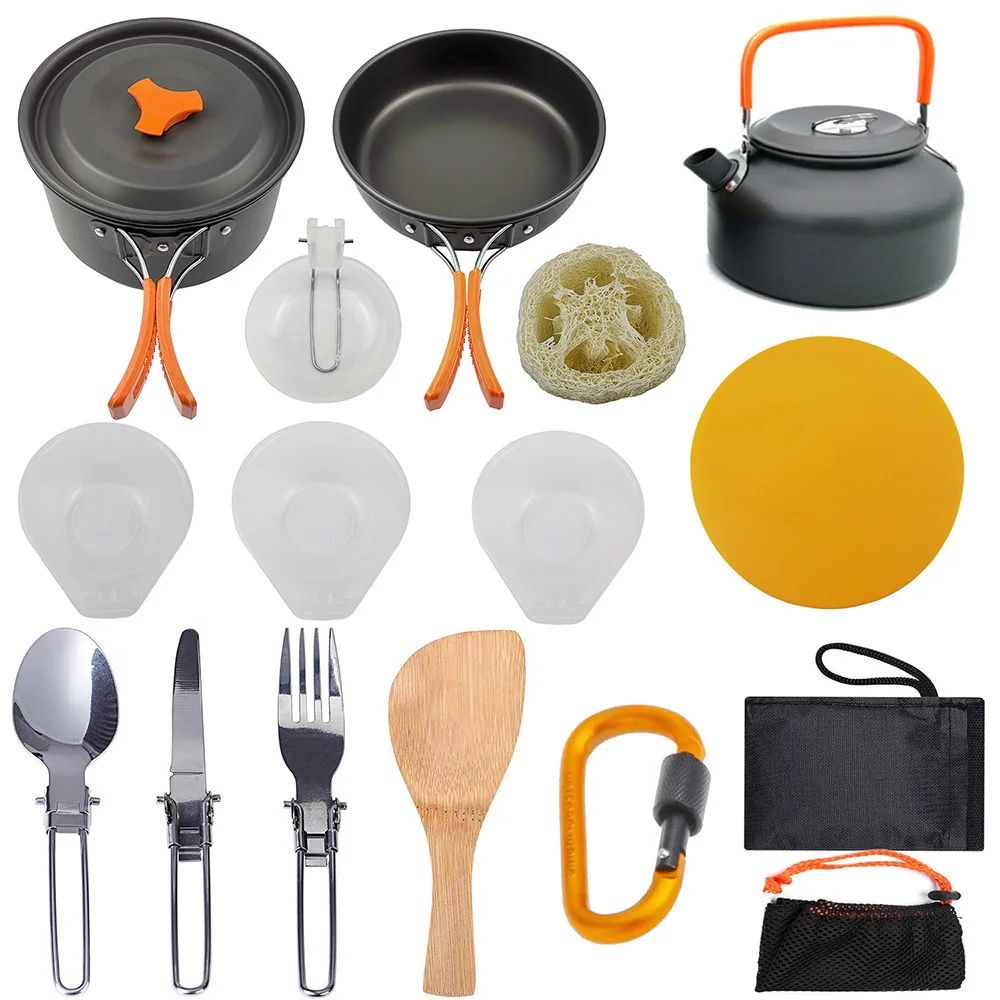 

Camping Cookware Set Outdoor Picnic Tableware Aluminum Cooking Set Water Kettle Pan Pot Travelling Hiking BBQ Tourism Equipment
