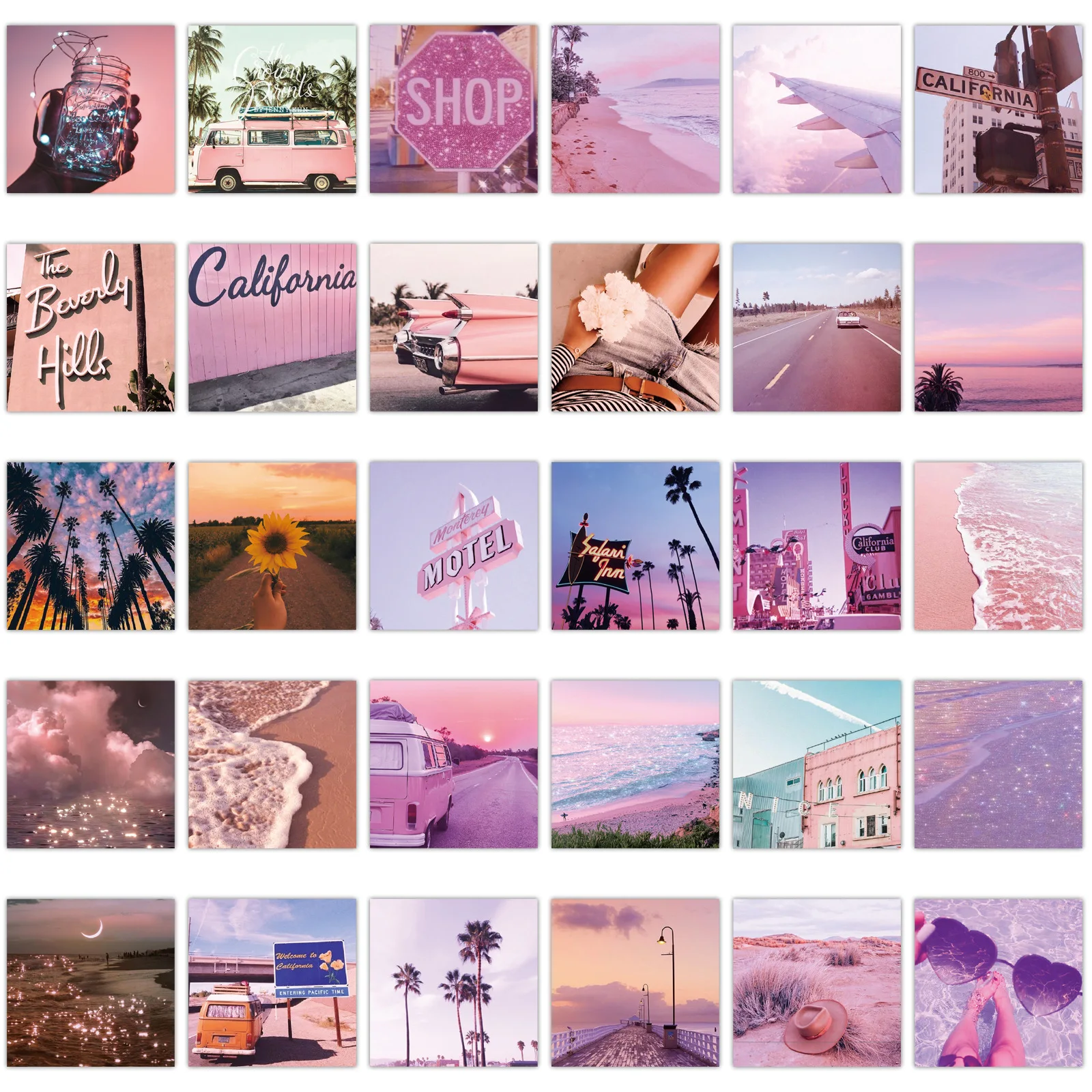 

62pcs Romantic California Landscape Stickers Gift For Girl Beautiful Scenery Poster Decal Sticker To DIY Notebook Laptop Guitar