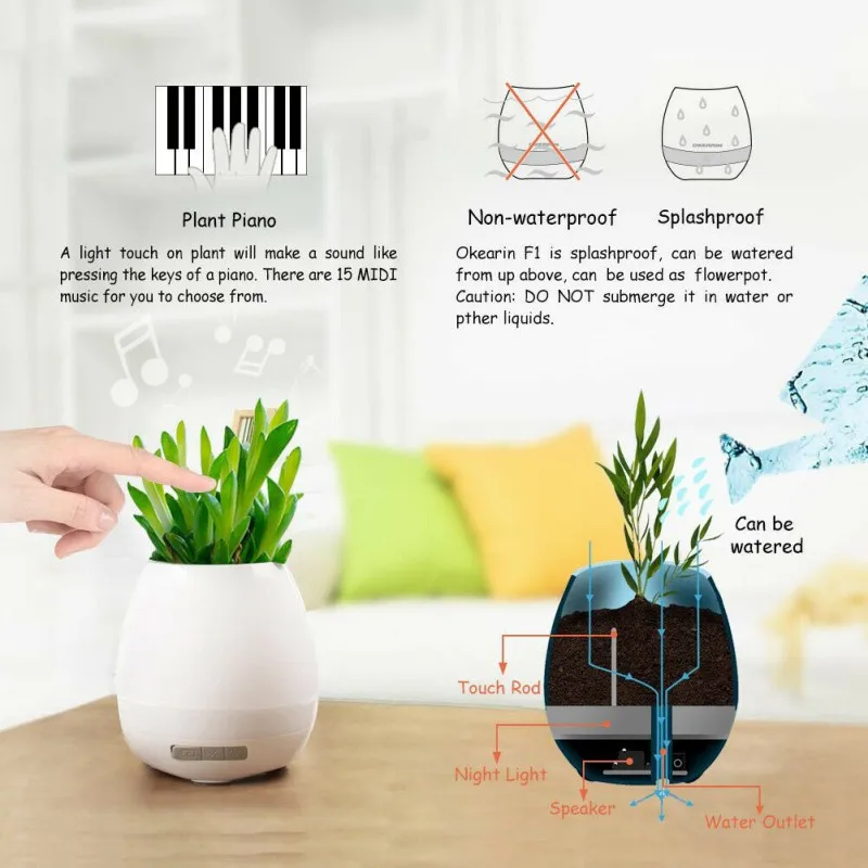 3 в 1 беспроводной Bluetooth динамик музыкальный цветочный горшок Ночной светильник