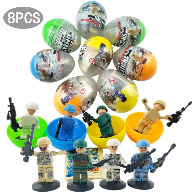 

8pcs Assembly DIY Blocks Soldiers Eggs Plastic Military Soldier Model Educational Toys Children's Toy Boys Kids Birthday Gifts