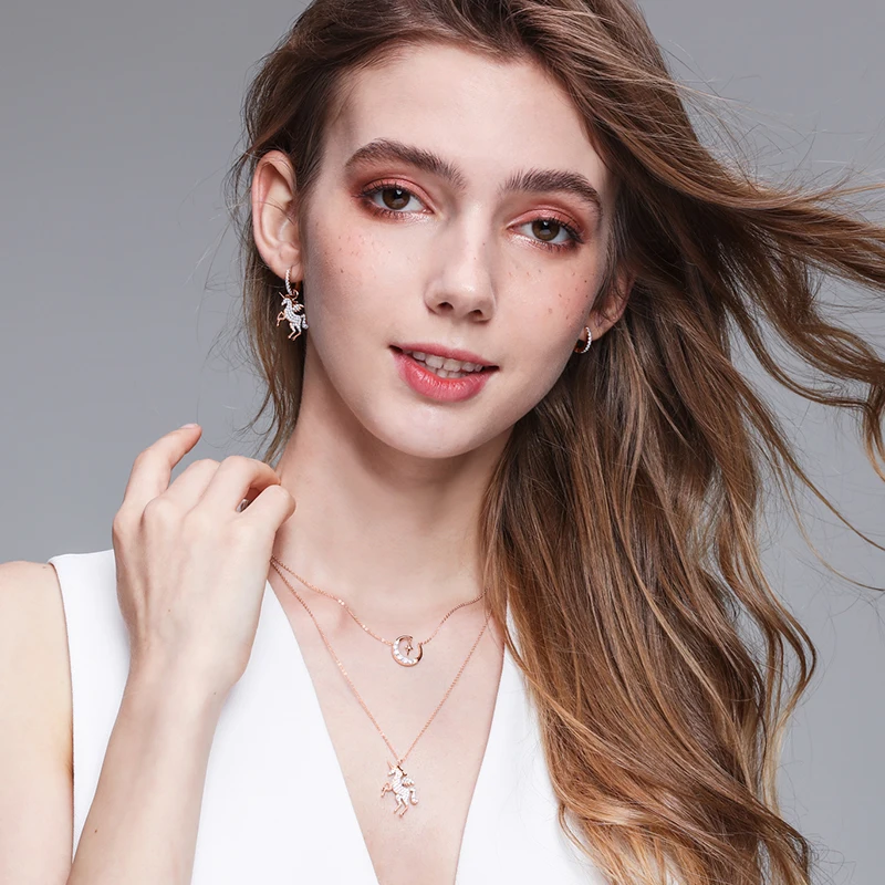 Ожерелье с подвеской в виде единорога Луны и звезды для женщин девушек подарок на