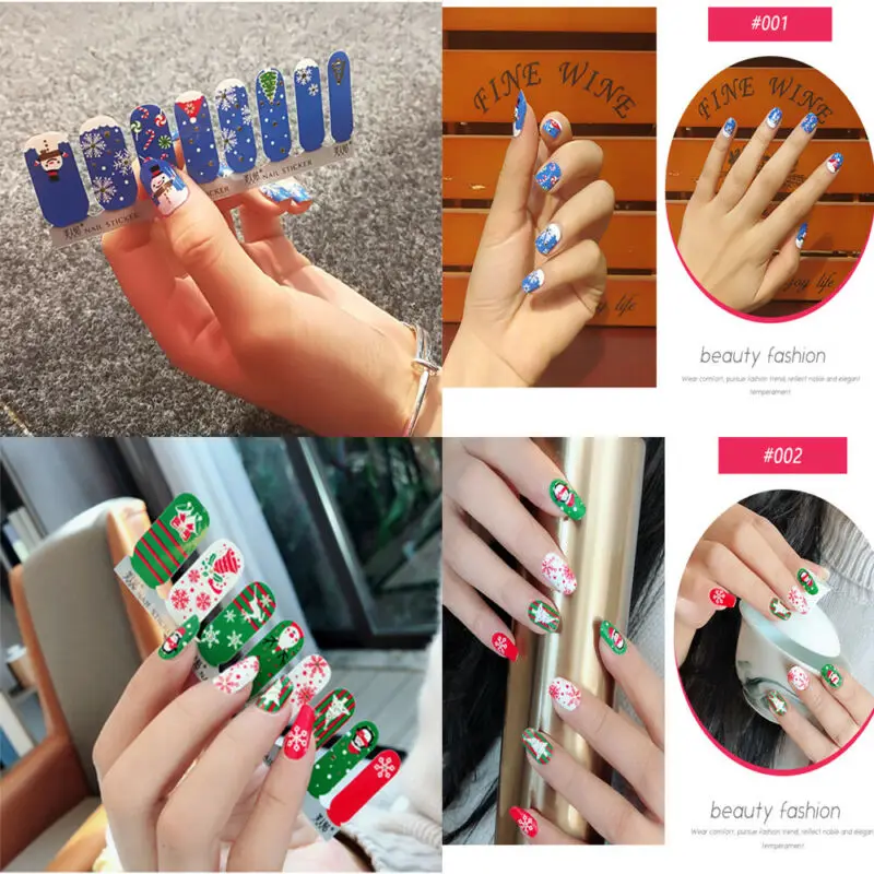 Free shipping 9PCS Colorful Nail Polish Strips 3D Sticker Care Christmas Gift | Stickers &amp Decals