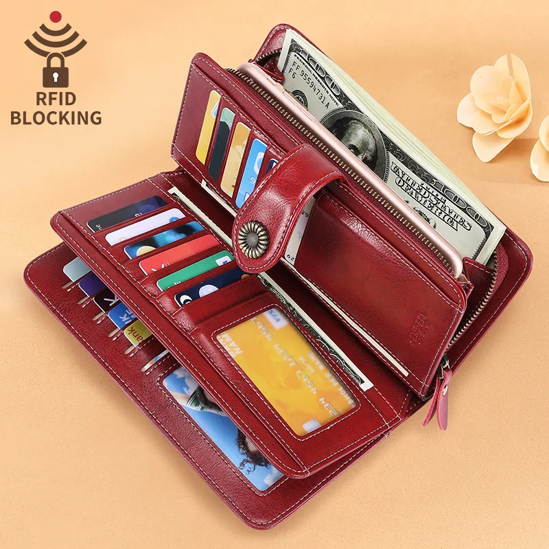 Модный женский кошелек Дамский Ретро однотонный кожаный Длинный сумка для