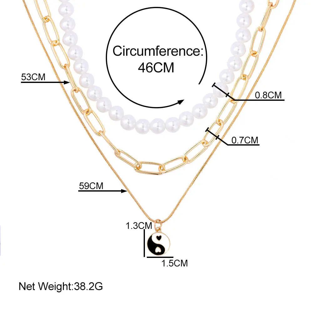 

tVintage Fashion Tai Chi Yin Yang Pendant Pearl Necklace for Woman Bohemian Geometric Round Pendant Collar 2021 Jewelry Gift