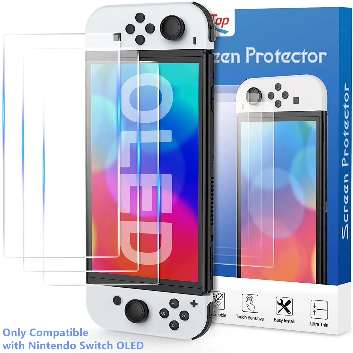 

HEYSTOP Screen Protector for Nintendo Switch OLED Model 3 Pack Clear Protection Film,Anti-Scratch,Bubble-Free Glass Film 0.25 mm