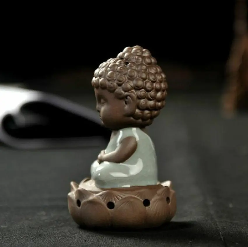 Китайский Лунцюань Селадон Фарфор чай питомец Будда Лотос корпус курильница |