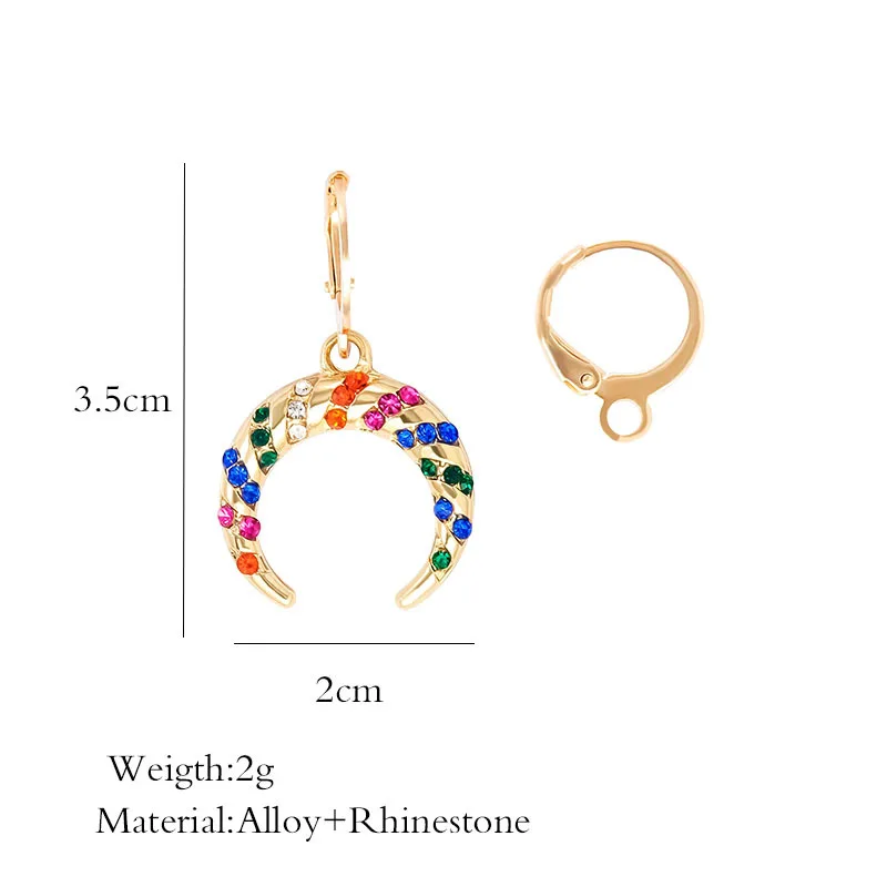 

Bohemian Ethnic Moon Rhinestone Crystal Drop Earrings for Women Tribal Style Ox Horn Crescent Earrings Huggies Jewelry Gift