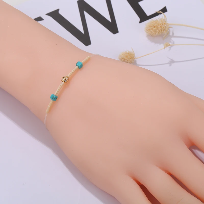 

Transparent line invisible bracelet female boho style handmade high-grade imported rice beads Nepalese ultra-fine bracelet