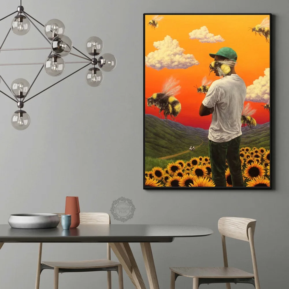 Горячий Tyler The Creator цветок мальчик рэп музыка хип хоп альбом звезда плакат искусство светлые холщовые домашняя, комнатная, Настенная Декор с печатью