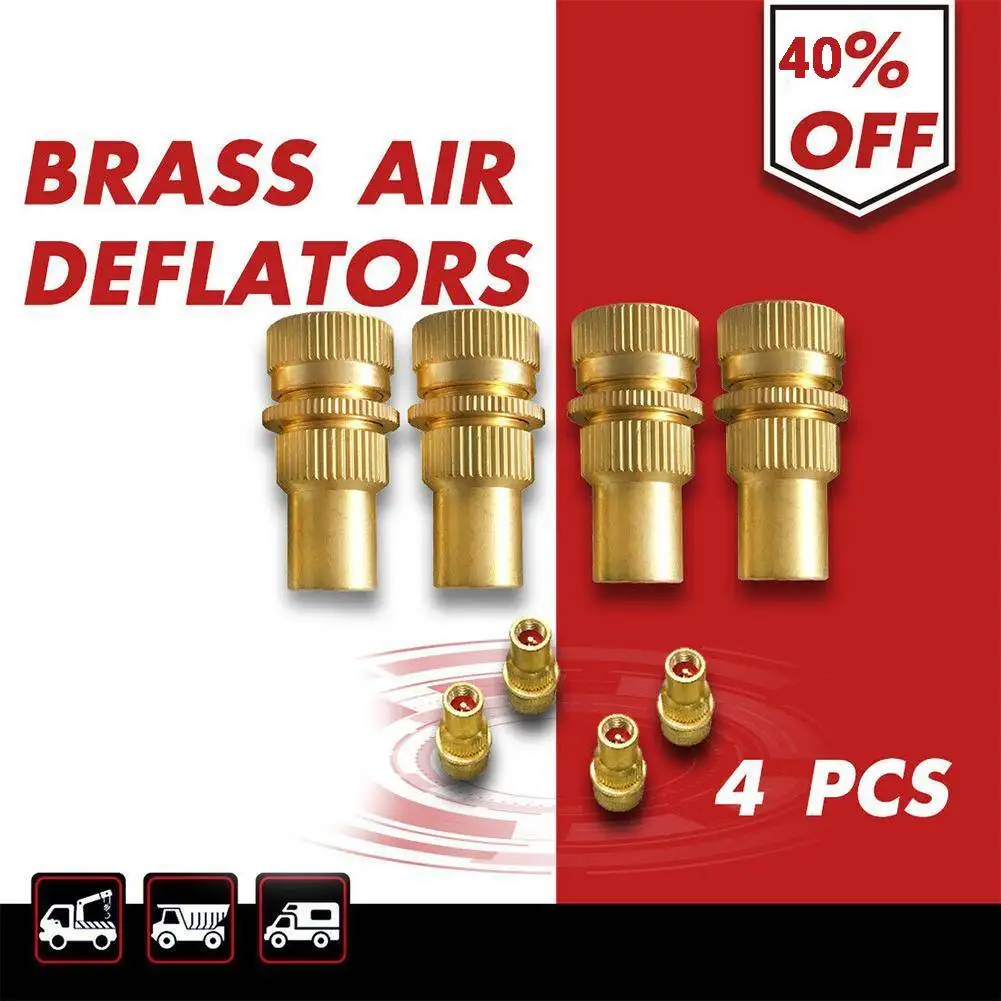 

NEW 4Pcs Universal Offroad Brass Car Tire Deflators Accessories Kit Automatic 6-30 PSI Auto Tyre Adjustable Bleeder Set Valve