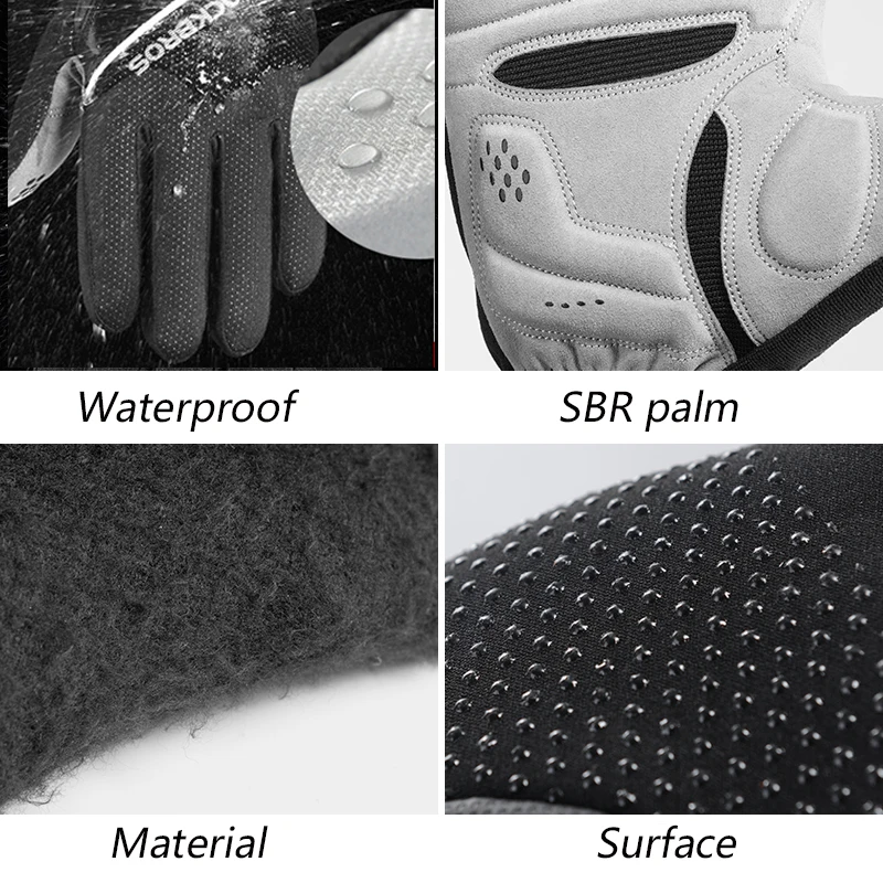 ROCKBROS 30 тепловые велосипедные перчатки зимние ветрозащитные лыжные с защитой от